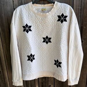 HOBBS NW3 Quilted Star Sweater Black & White Size M Made in London